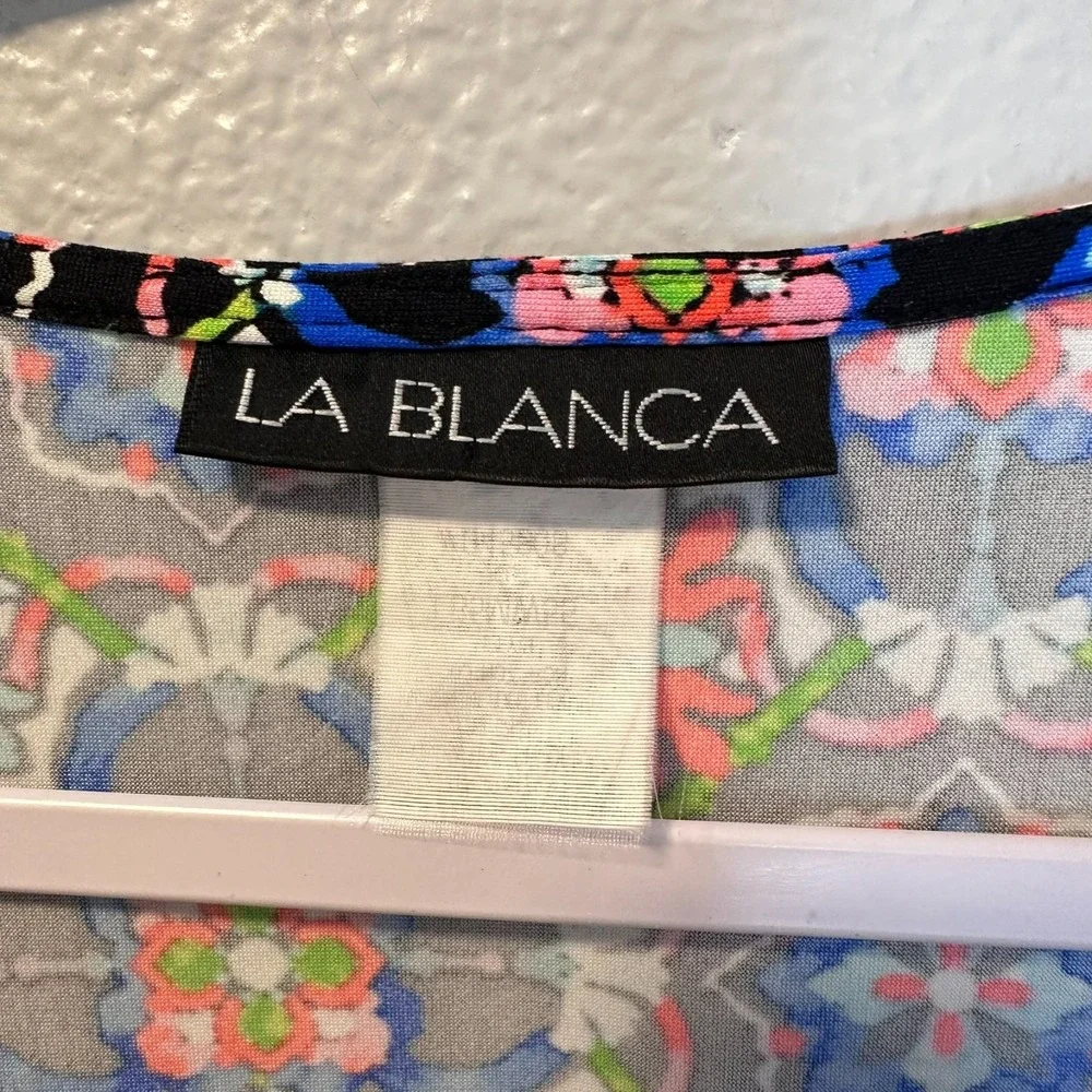 La Blanca Size-XL Women Tunic Dress Swim Cover Up Beach Mosaic Floral‎